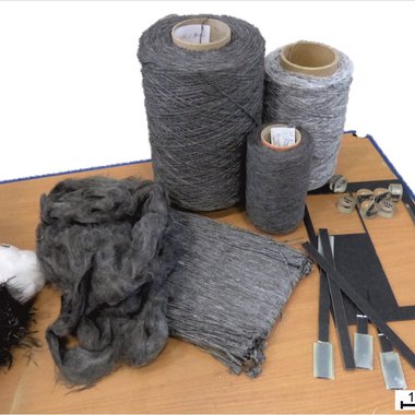 Verarbeitungsschritte des Faserrecyclings von den Carbonfasern über Faserflocken zum rCFK (Copyright: ITA)